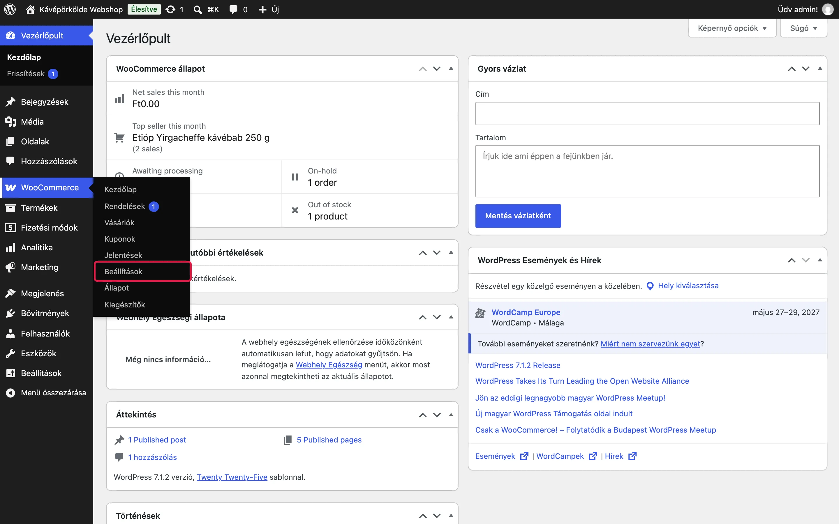 Nyisd meg a WooCommerce beállításait